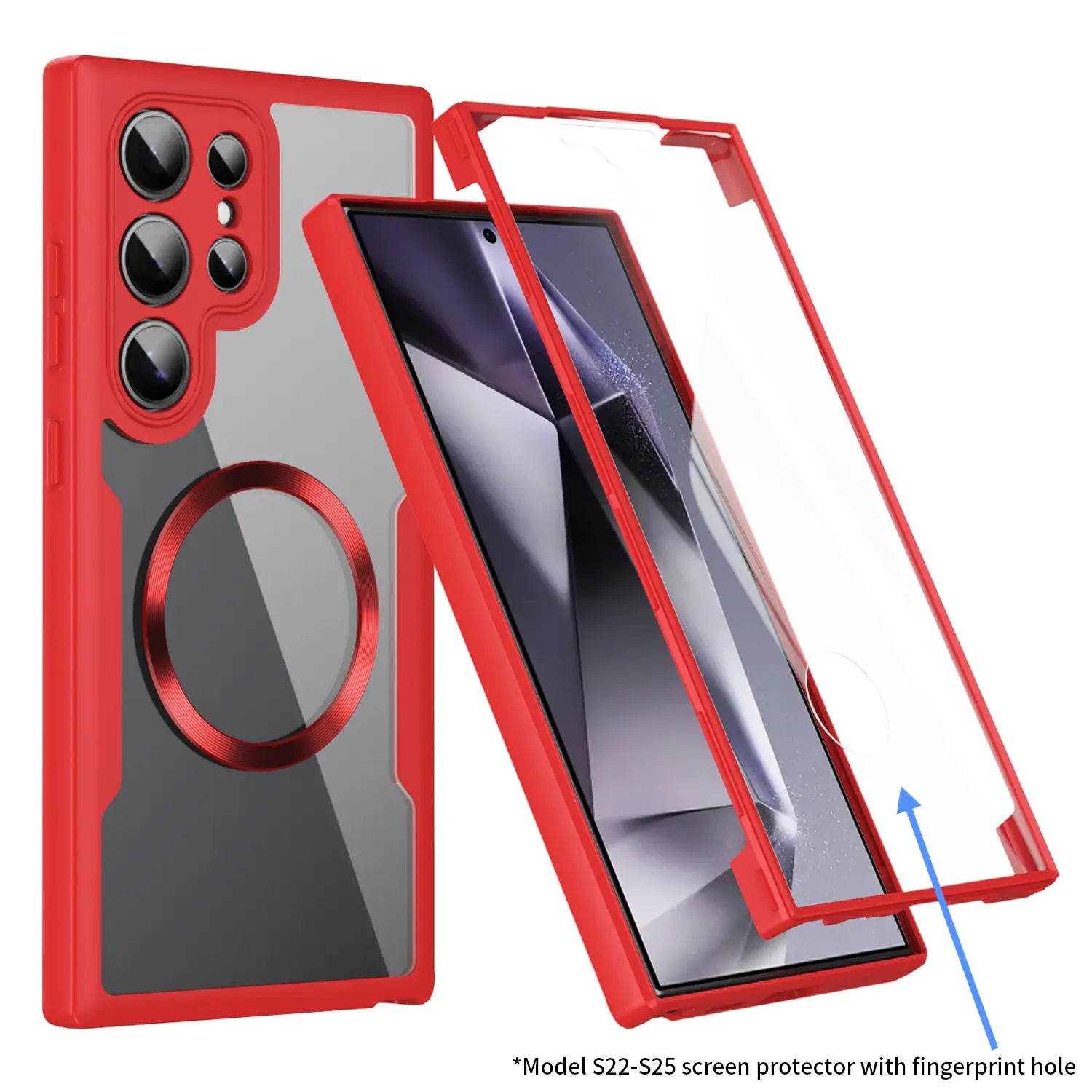 Built-in Screen Protector MagSafe Case – Transparent Rugged Silicone Bumper Cover for Samsung Galaxy S26 Ultra