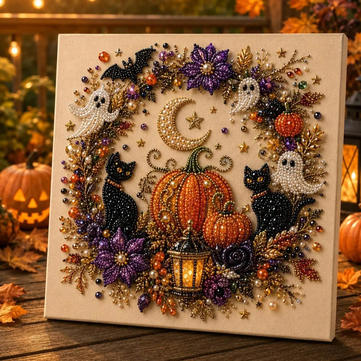 Halloween Ghost Pearl Art DIY Kit – Spooky Cute 3D Craft Gift for Fall Home Decor