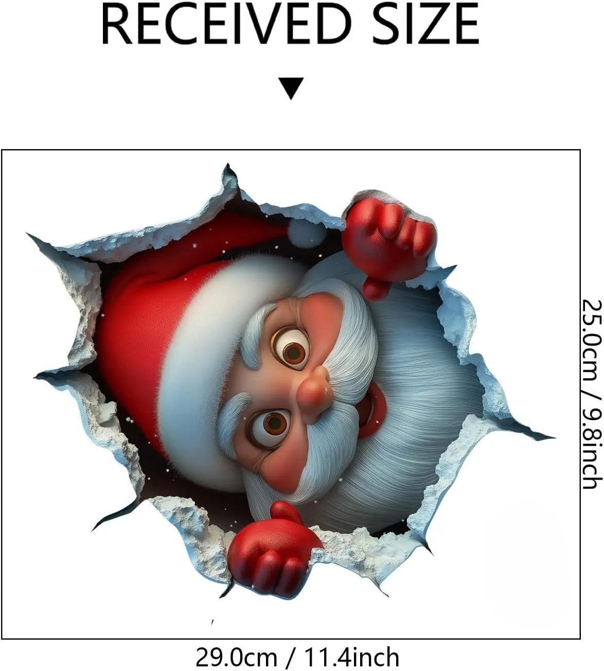 2-Piece 3D Illusion Santa Face Vinyl Stickers – Easy Peel-and-Stick Holiday Wall Decals