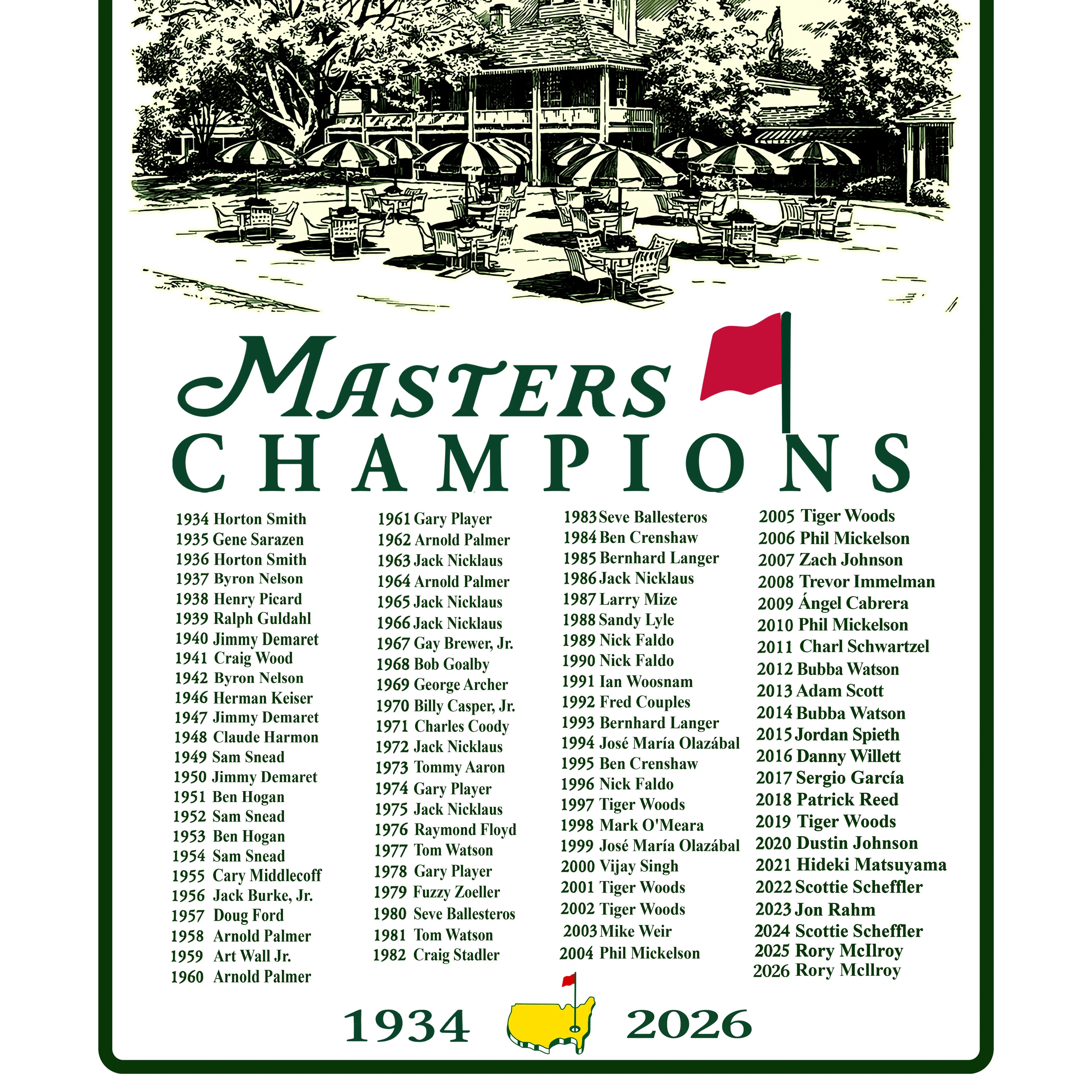 90th Masters Champions Shirt | 2026 Augusta Tournament Memorial Tee