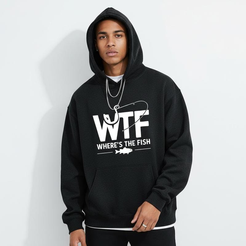 Lustiger Herren-Hoodie mit Angelmotiv – Langarmpullover aus Baumwollmischgewebe, normale Passform | Weiches und atmungsaktives Material, strapazierfähiger Druck, hoher Tragekomfort, maschinenwaschbar, lässiger Streetwear-Look 