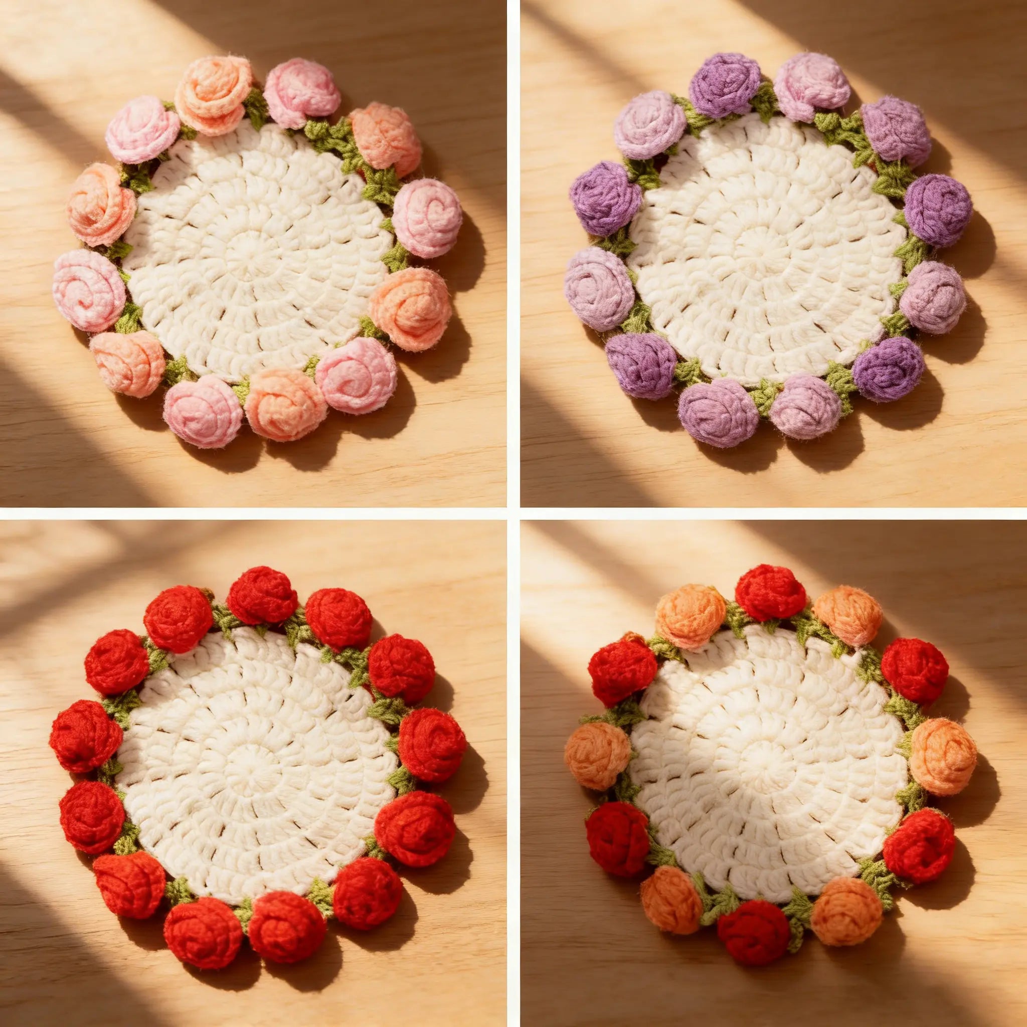 Handmade Crochet Flower Bouquet Coaster – Decorative Gift for Mom & Grandma