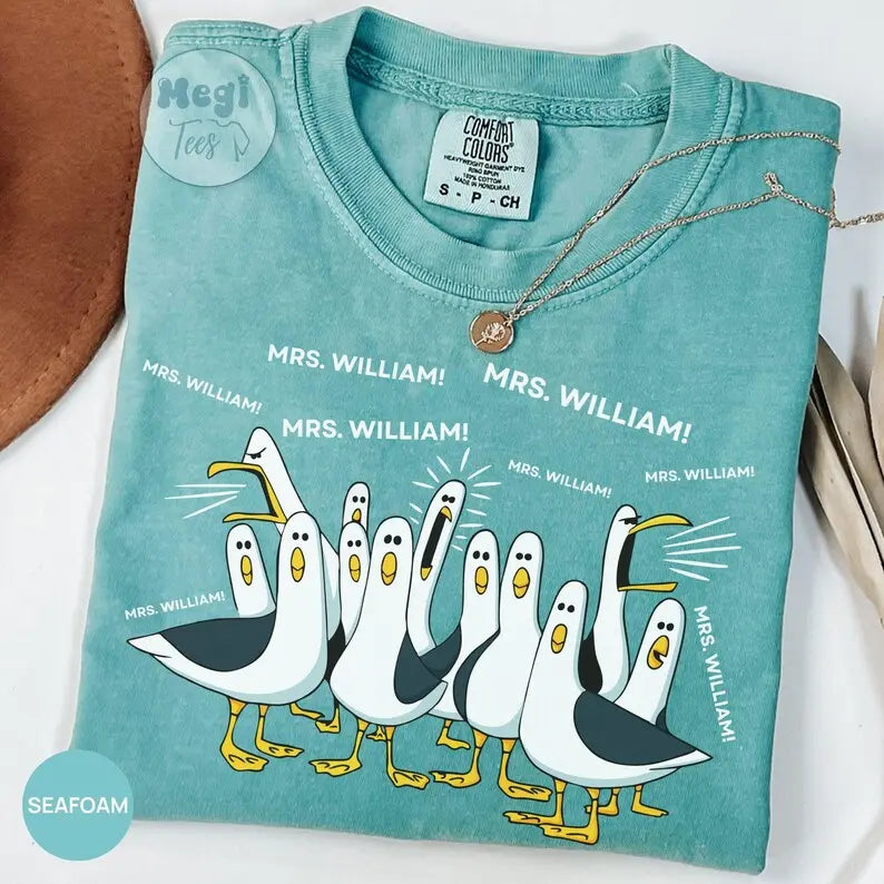 Comfort Colors Custom Seagull Teacher Tee: Personalized Appreciation Gift Shirt