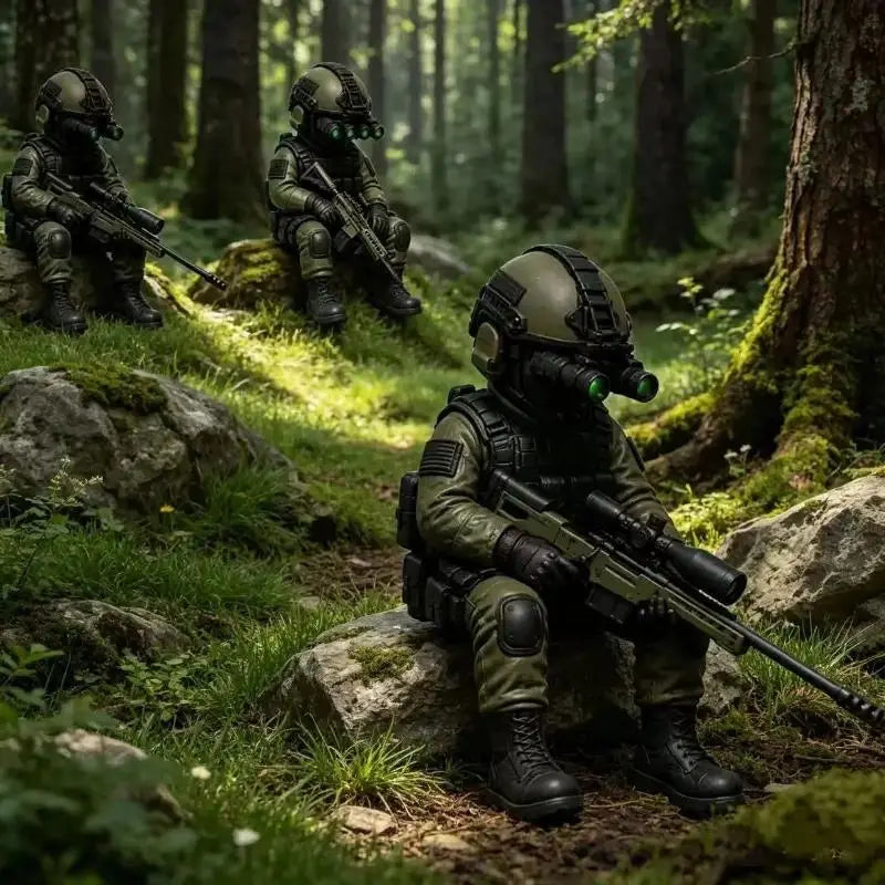 Mini Hardcore Tactical Special Forces Figure – Night Vision Military Desk Decor