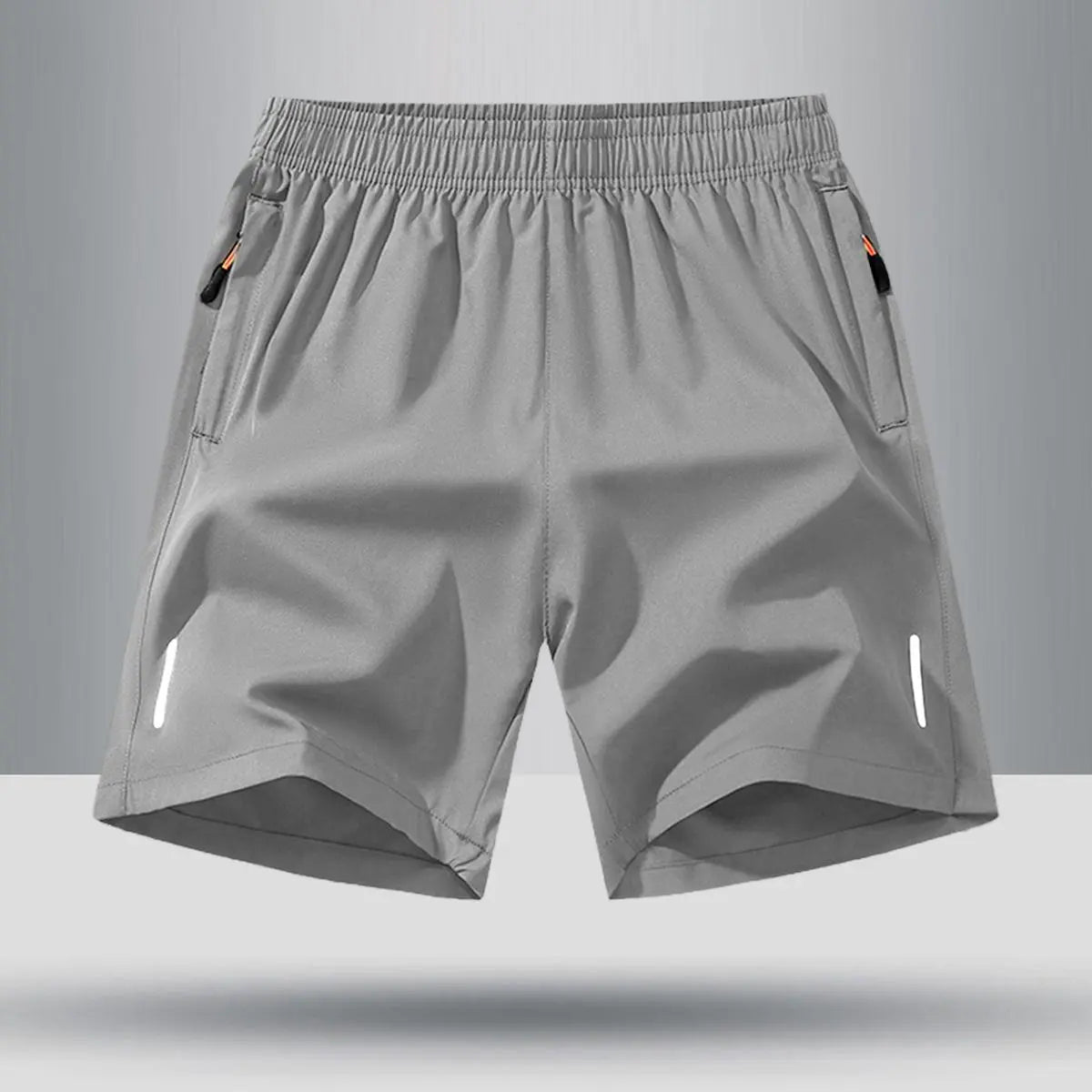 Men's Solid-Color Casual Summer Shorts with Zippered Pockets (97% Polyester/3% Spandex) - Tropical Beige