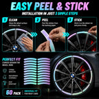 60-Piece Glow in The Dark Reflective Wheel Rim Stickers – Waterproof Universal Decals for Cars