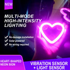 Solar-Powered Heart Neon Light – Multi-Mode Dynamic Car Interior Decor Accessory