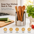 Thickened Stainless Steel Utensil Organizer – Rust-Resistant Countertop Storage Holder