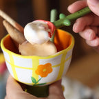 4-Pack Cute Ceramic Flower Measuring Spoons Set with Base, Decorative Measuring Spoons and Flower Pot Design Cup Set with Capacity Marks for Milk Powder, Sugar and Salt, Flower Baking Spoons for Home Kitchen Cooking, Kitchenware Utensils #GLOBAL PICKS