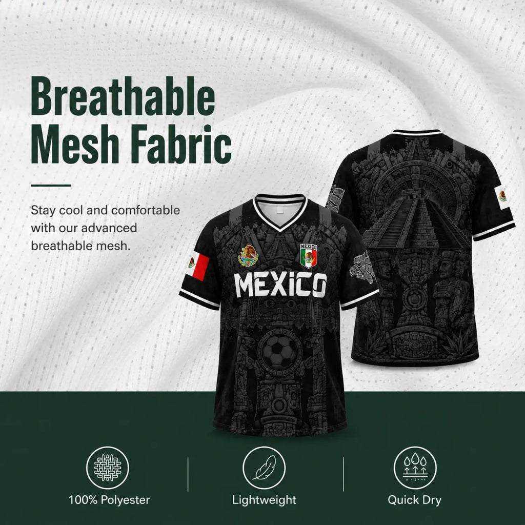 2026 Mexico Retro Soccer Jersey – White & Red Guadalupe, Sugar Skull & Aztec Calendar Football Shirt