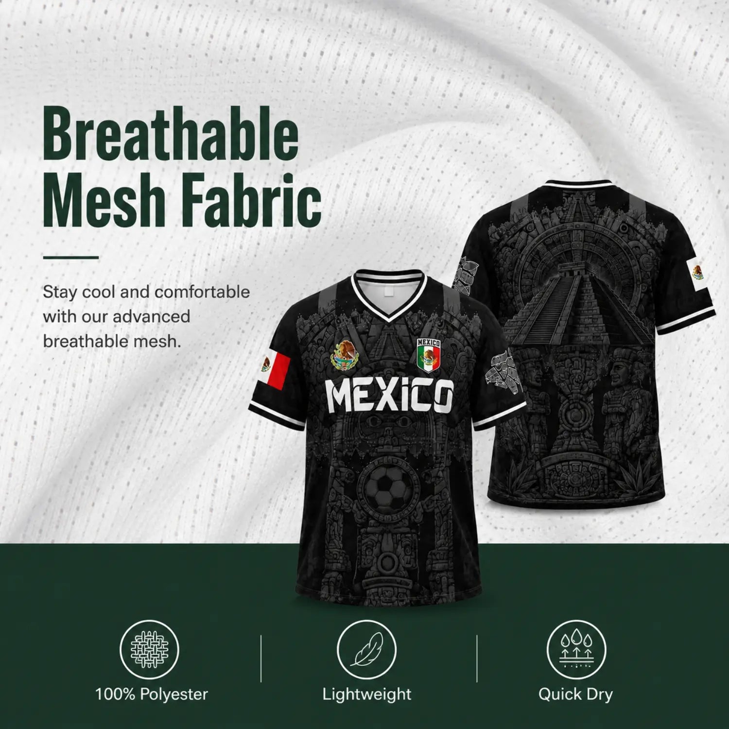 2026 Mexico Retro Soccer Jersey – White & Red Guadalupe, Sugar Skull & Aztec Calendar Football Shirt