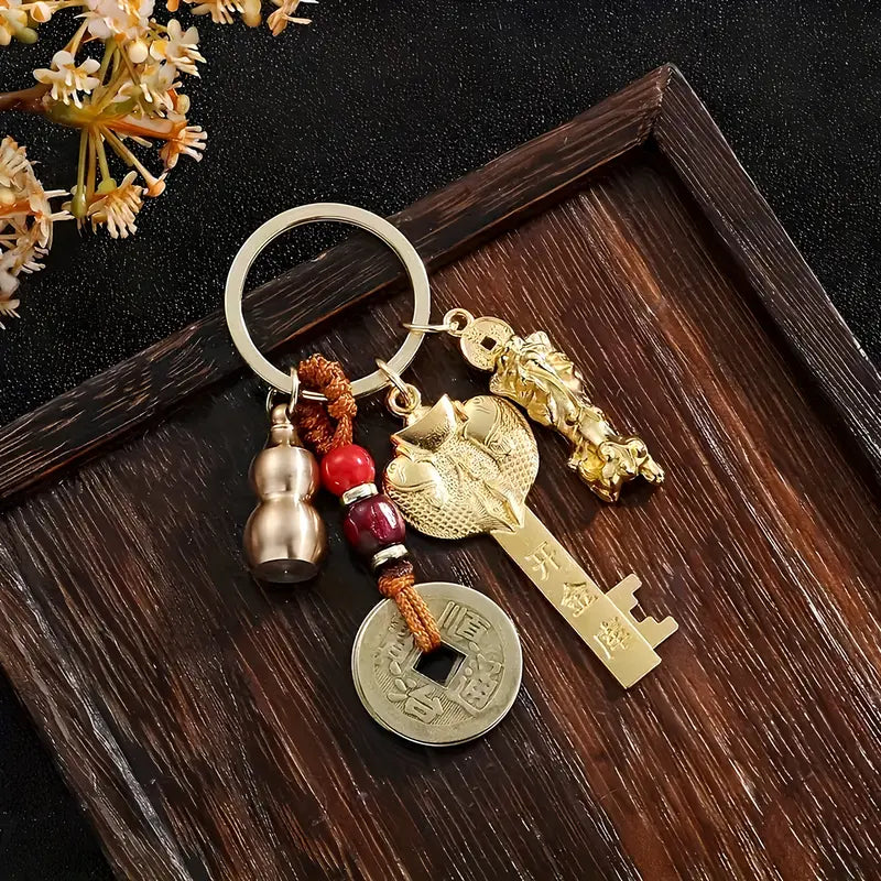 Feng Shui Five Blessings Good Luck Amulet Set – Wealth & Health Charm Gift Bag
