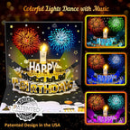 DIY Pop-Up Birthday Cake Card – Light, Music & Fireworks Black and Gold Gift
