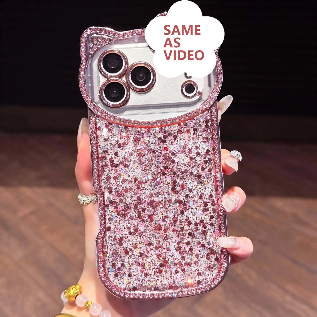 Cute Shiny Glitter Crystal Phone Case – Shockproof Camera Protection Cover for iPhone 16 Pro Max