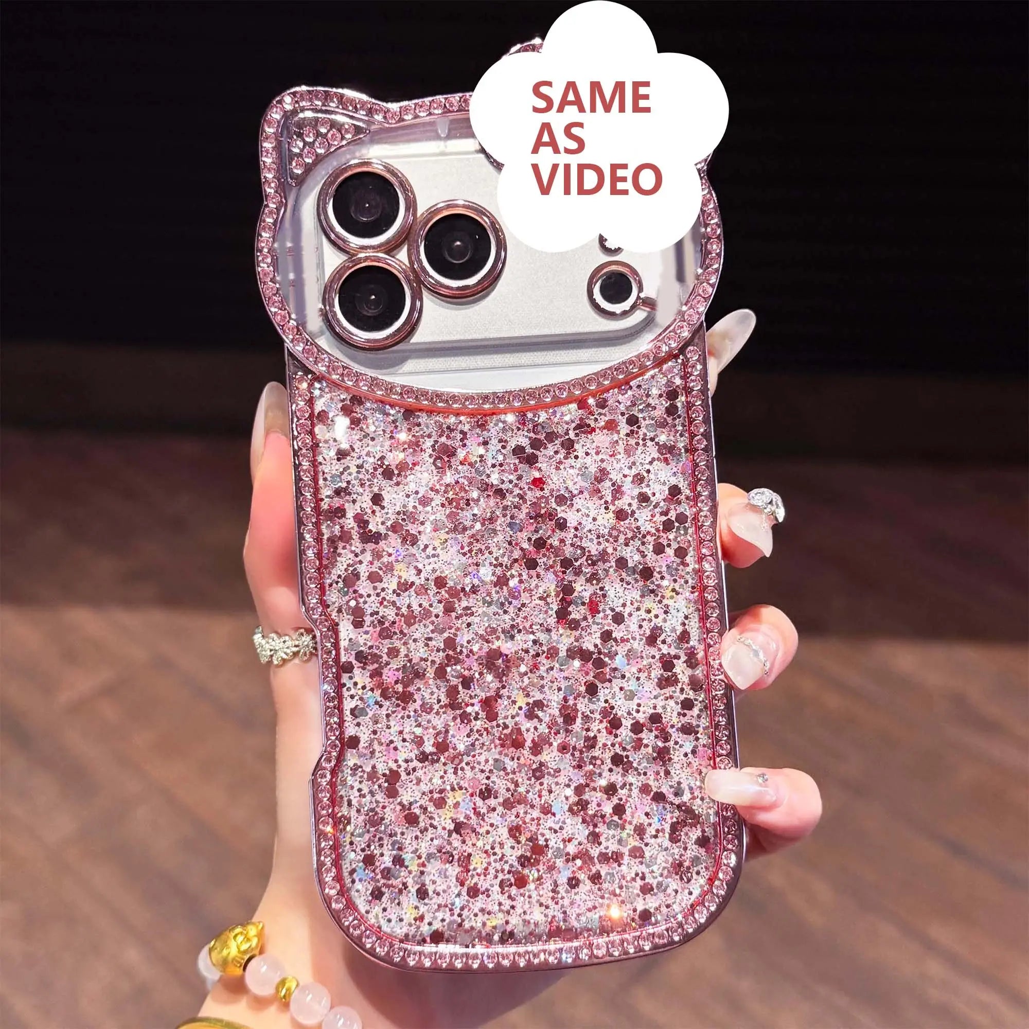 Cute Shiny Glitter Crystal Phone Case – Shockproof Camera Protection Cover for iPhone 16 Pro Max