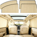 4-Piece Beige Magnetic Car Side Window Sun Shades – UV Protection & Privacy Curtains
