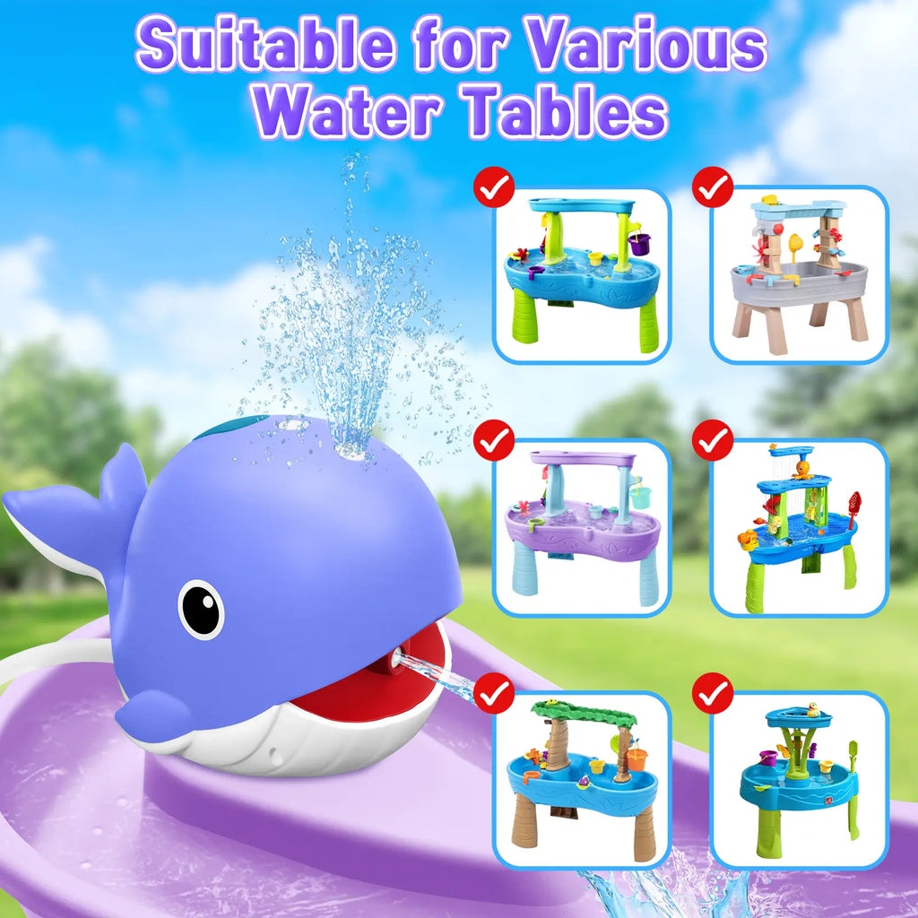 Rechargeable Whale Water Table Pump with Sprinkler - 3.5-Hour Runtime Summer Sensory Toy (Blue/Purple, Pump Only)