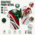 Mexico Flag Eagle V-Neck Jersey – Aztec Pattern Patriotic Soccer Style Shirt