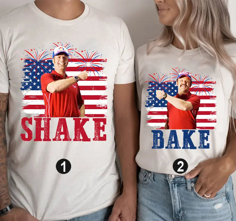 Shake and Bake 4th of July Patriotic T-Shirt – Funny Couples Independence Day Tee