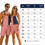 Unisex American Flag Short Overalls, 4th of July Patriotic Denim Romper, Summer Independence Day Party Outfit