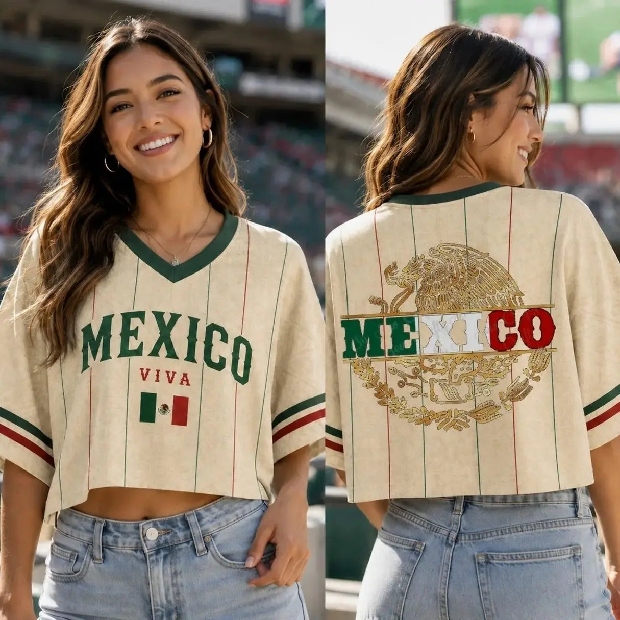 Women's Eagle Graphic Cropped Top – Sports Fan Team Support Tee