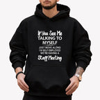 Men's Short Sleeve Graphic Print "If You See Me Talking to Myself" T-shirt for Summer, Outdoor Sports Tees