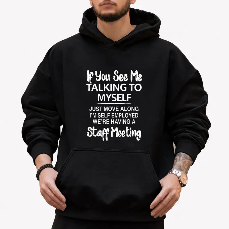 Men's Short Sleeve Graphic Print "If You See Me Talking to Myself" T-shirt for Summer, Outdoor Sports Tees