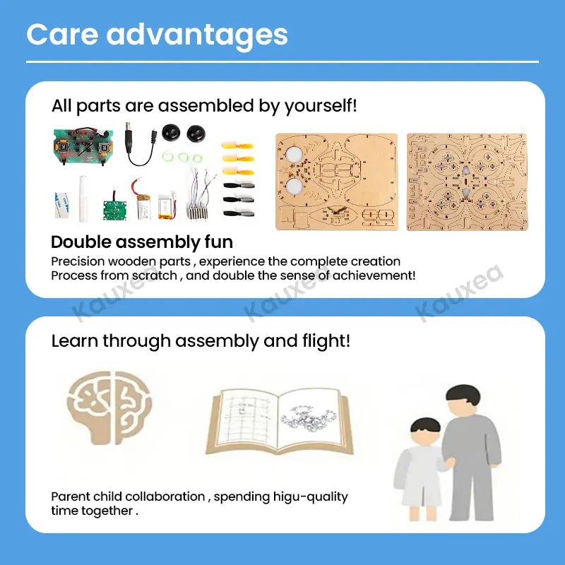 Beginner RC Training Toy Set – Pre-Tested Stunt Flip DIY Wooden Assembly Kit