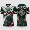 Men's Mexico V-Neck Soccer Jersey – Breathable Mesh Aztec Eagle Graphic Top