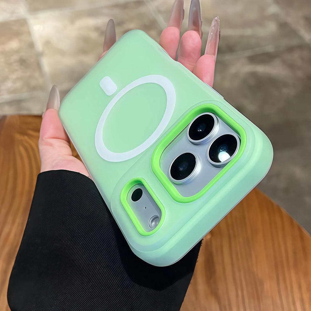 Luxury Candy-Colored 2-In-1 Magnetic Case for iPhone 17-11 Pro Max: Frosted Shockproof Wireless Charging Cover