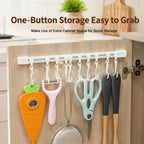 Adjustable 10-Hook Slide Rail Organiser – Multifunctional Adhesive Storage Rack for Kitchen & Bathroom