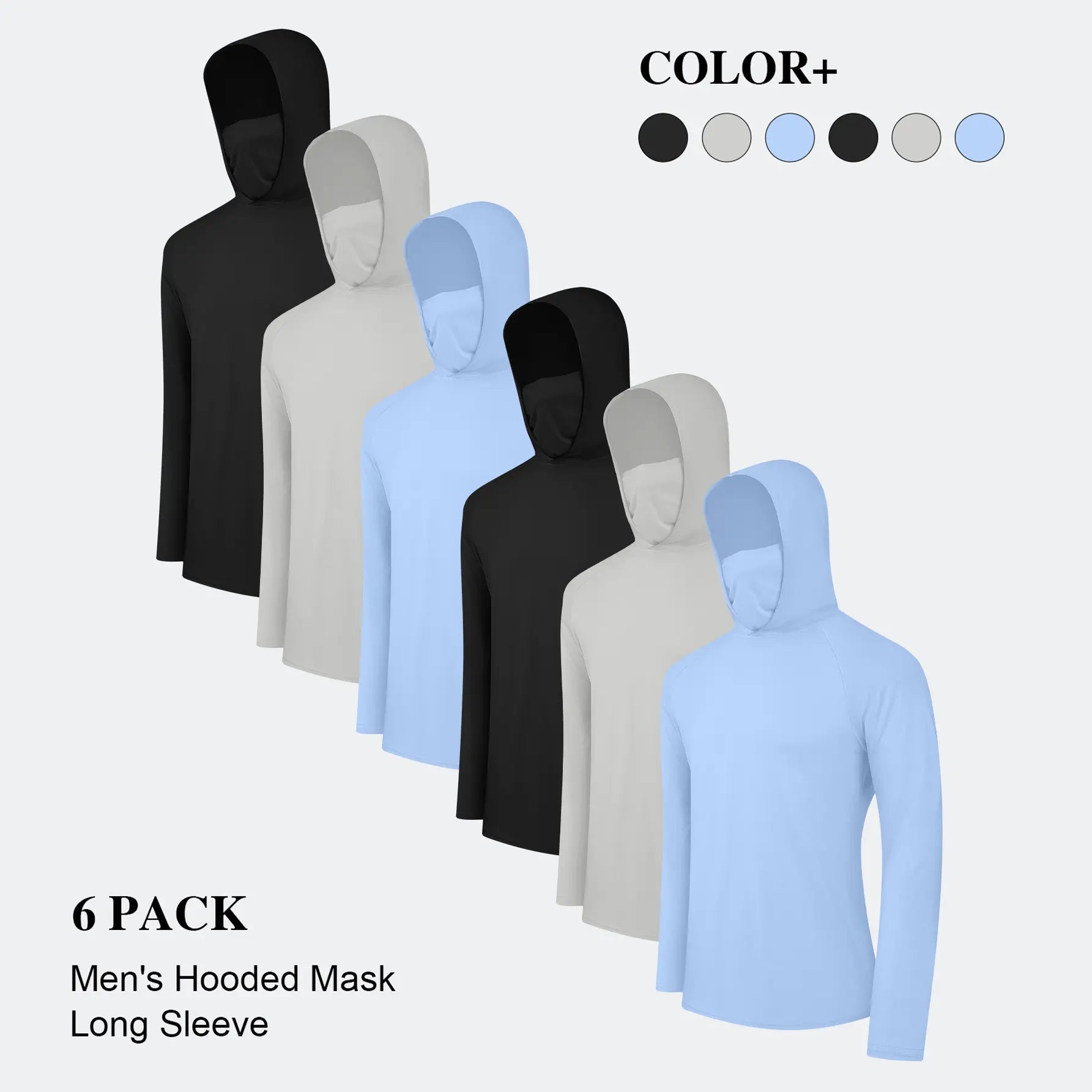 Men's Lightweight UPF Sun Protection Hoodie Pullovers – Quick-Dry Hooded Shirts with Face Mask