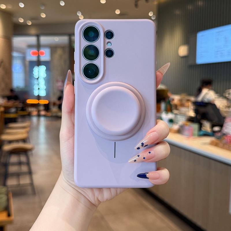 Liquid Silicone MagSafe Magnetic Ring Stand Phone Case for Samsung Galaxy S26 Ultra