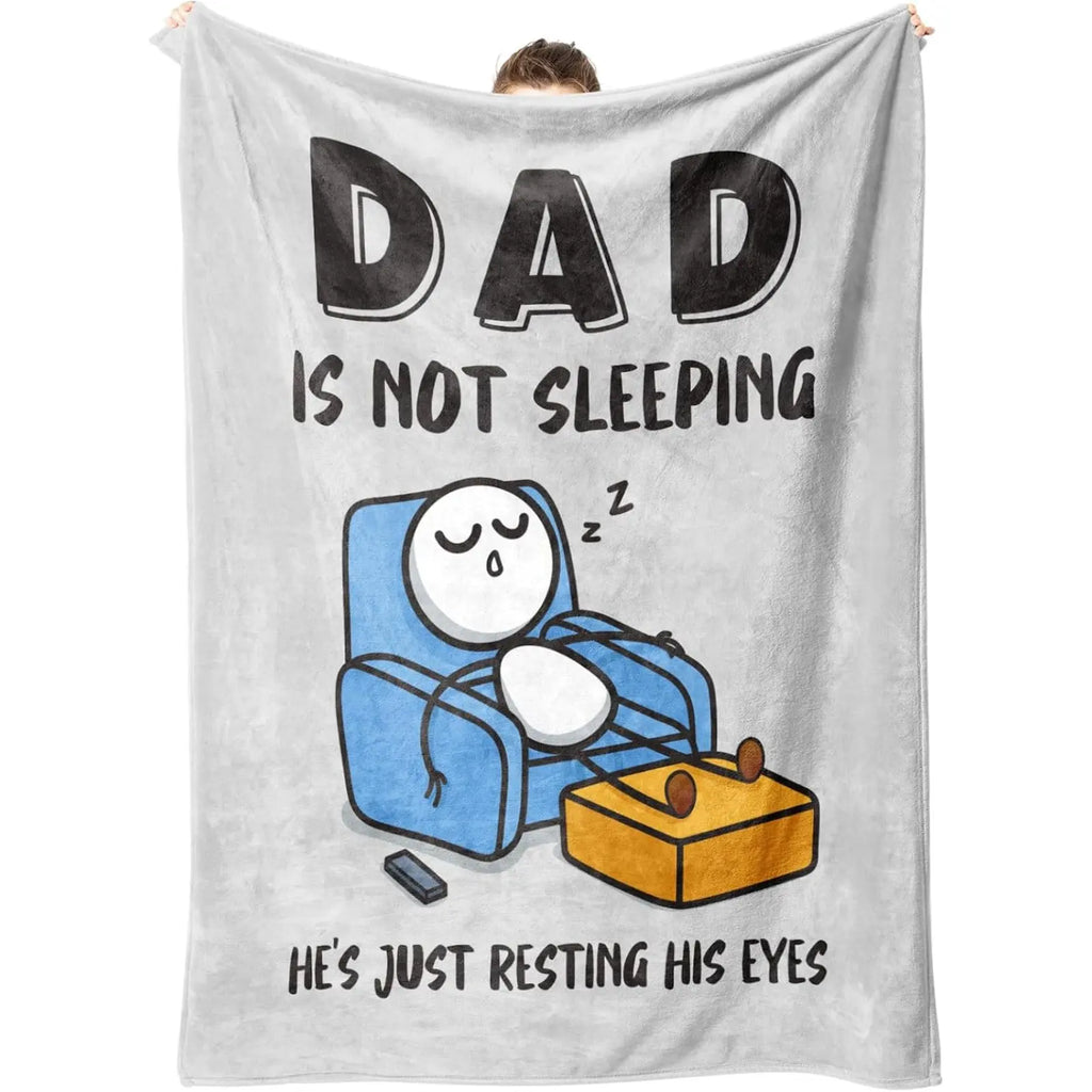 'Dad Is Not Sleeping' Funny Flannel Throw Blanket - Soft Father's Day & Birthday Gift for Dad/Husband