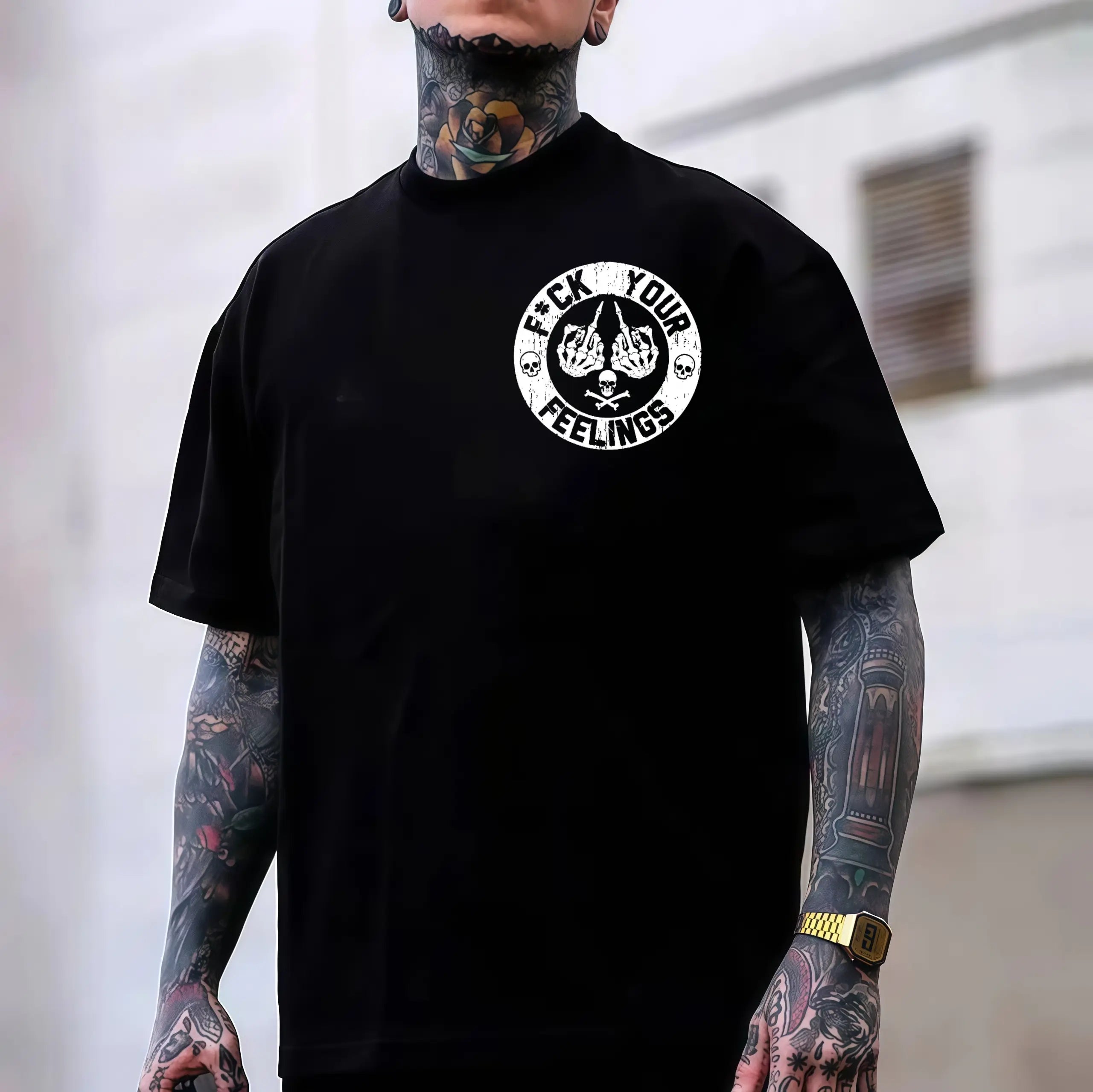 "F*ck Your Feelings" Skull T-Shirt | Edgy Sarcastic Statement Graphic Tee