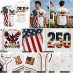 Men's USA 250th Anniversary Baseball Jersey – Vintage Patriotic 1776-2026 Eagle Button Down Shirt