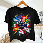 Unisex 2026 New Soccer T-Shirt - 100% Cotton, Stylish Flag Print