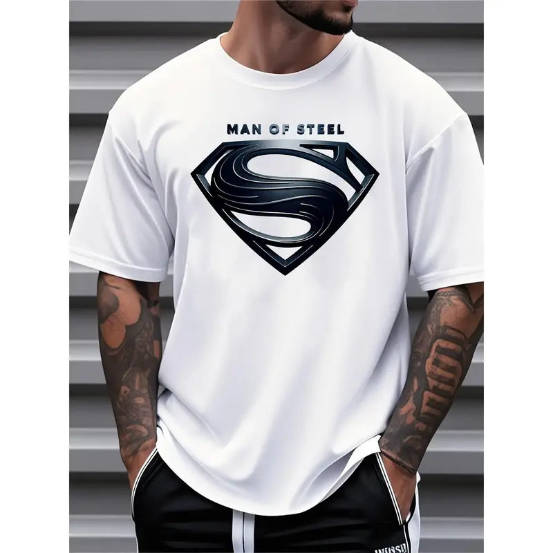 Justice League "Man of Steel" Plus Size Tee: Comfortable Graphic Print Top