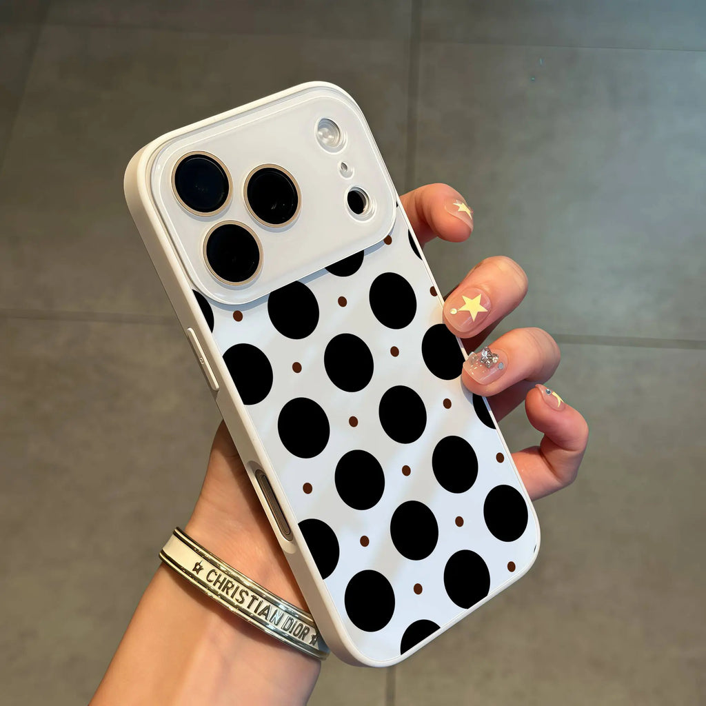 Cute Summer Polka Dot Case – Shockproof Glossy Cover with Camera Protection for iPhone 17 Pro Max