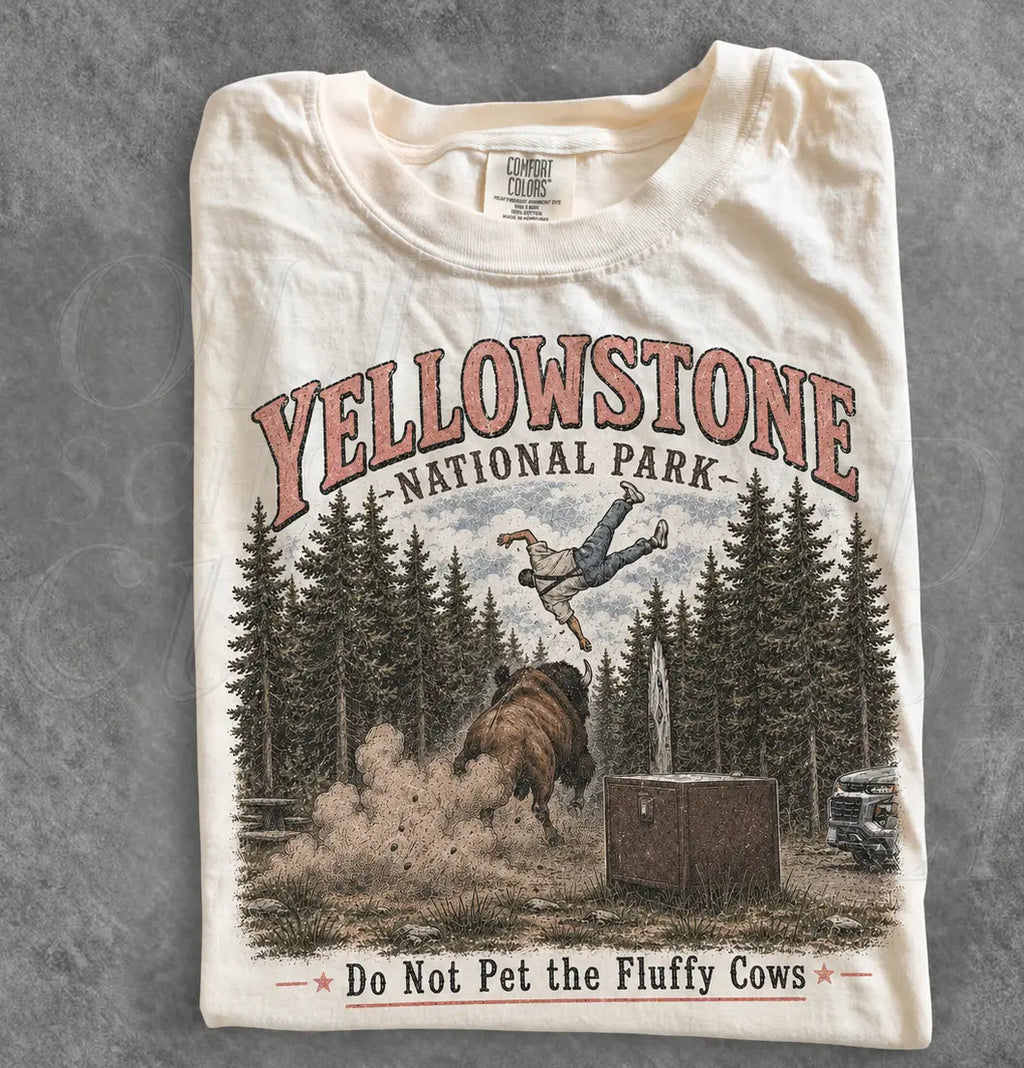 Do Not Pet The Fluffy Cows Tee – Yellowstone National Park Camp Family Vacation Shirt