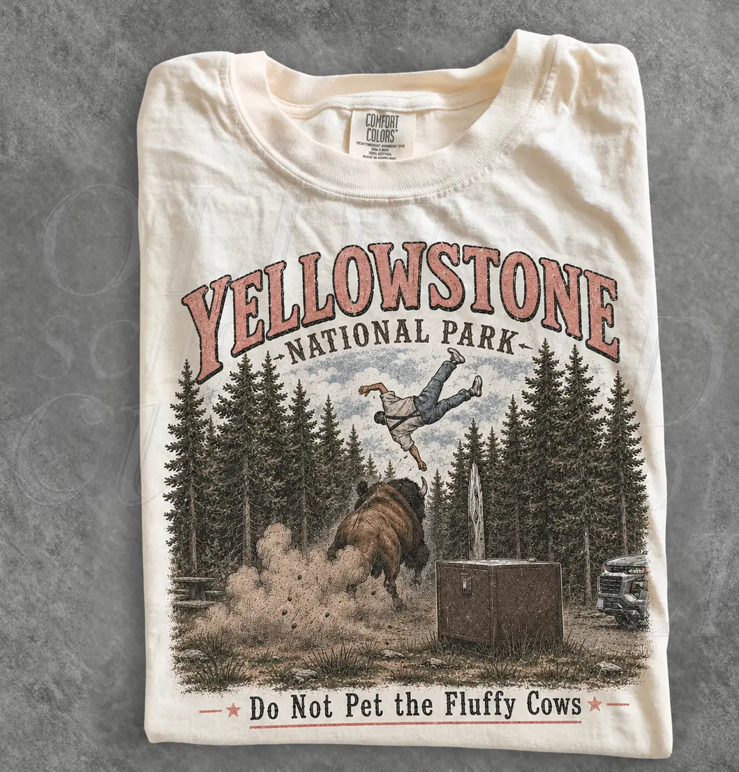 Do Not Pet The Fluffy Cows Tee – Yellowstone National Park Camp Family Vacation Shirt