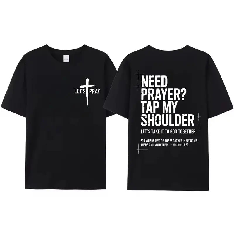 "Need Prayer? Tap My Shoulder" Hoodie | Matthew 18:20 Christian Faith Tee