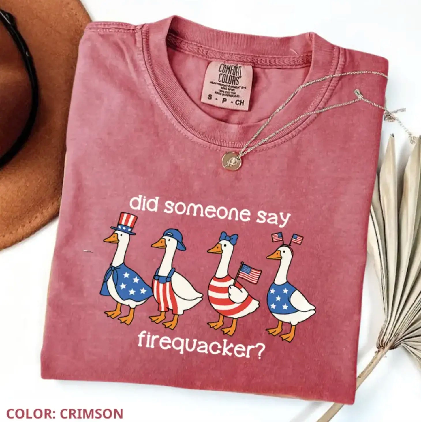 Comfort Colors "Firequacker" Goose Shirt – Funny 4th of July Patriotic American Flag Tee