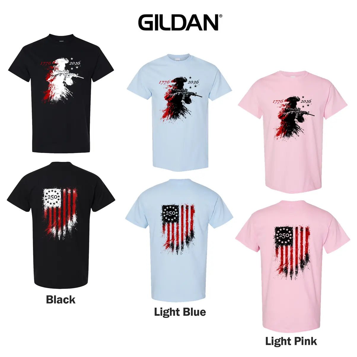 Men's America 250th Anniversary T-Shirt – 1776-2026 Patriotic Revolutionary Soldier Cotton Blend Top