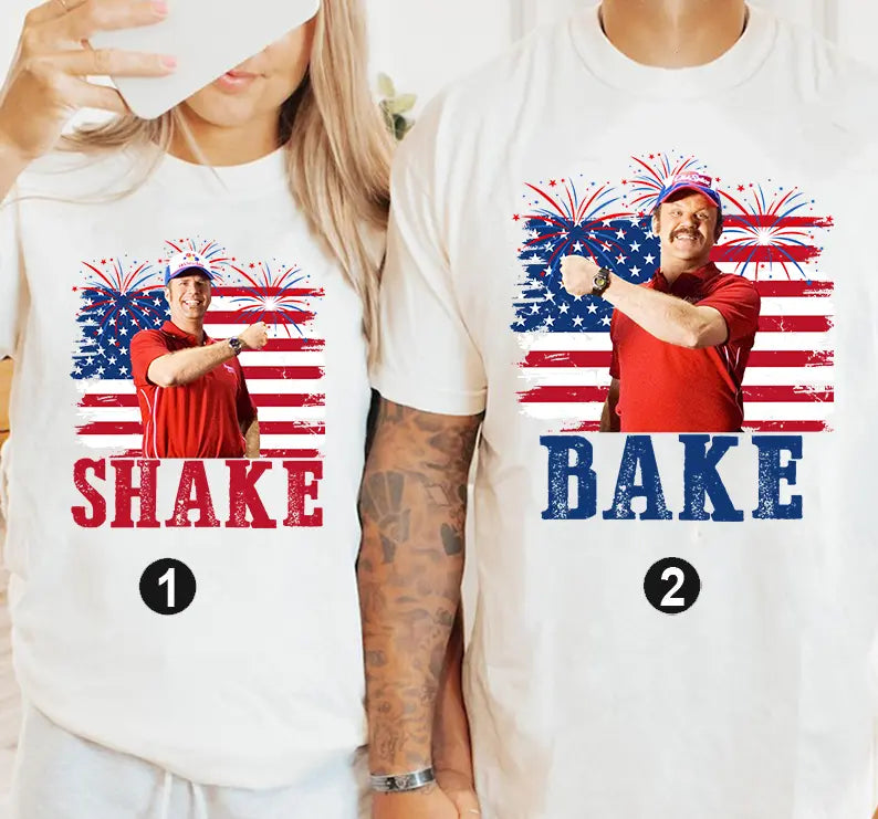 Shake and Bake 4th of July Patriotic T-Shirt – Funny Couples Independence Day Tee