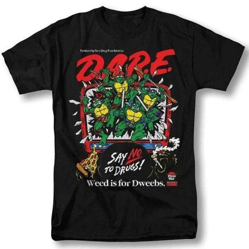 TMNT "DARE Say No To Drugs" T-Shirt | Classic Retro Ninja Turtles Pattern Tee