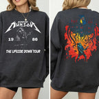 Retro Eddie Munson T-Shirt (2-seitig), Eddie Upside Down Grafik-Sweatshirt, Hoodie 