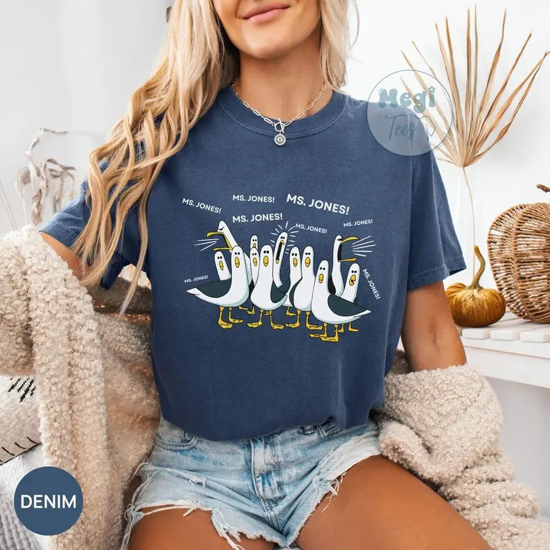 Comfort Colors Custom Seagull Teacher Tee: Personalized Appreciation Gift Shirt