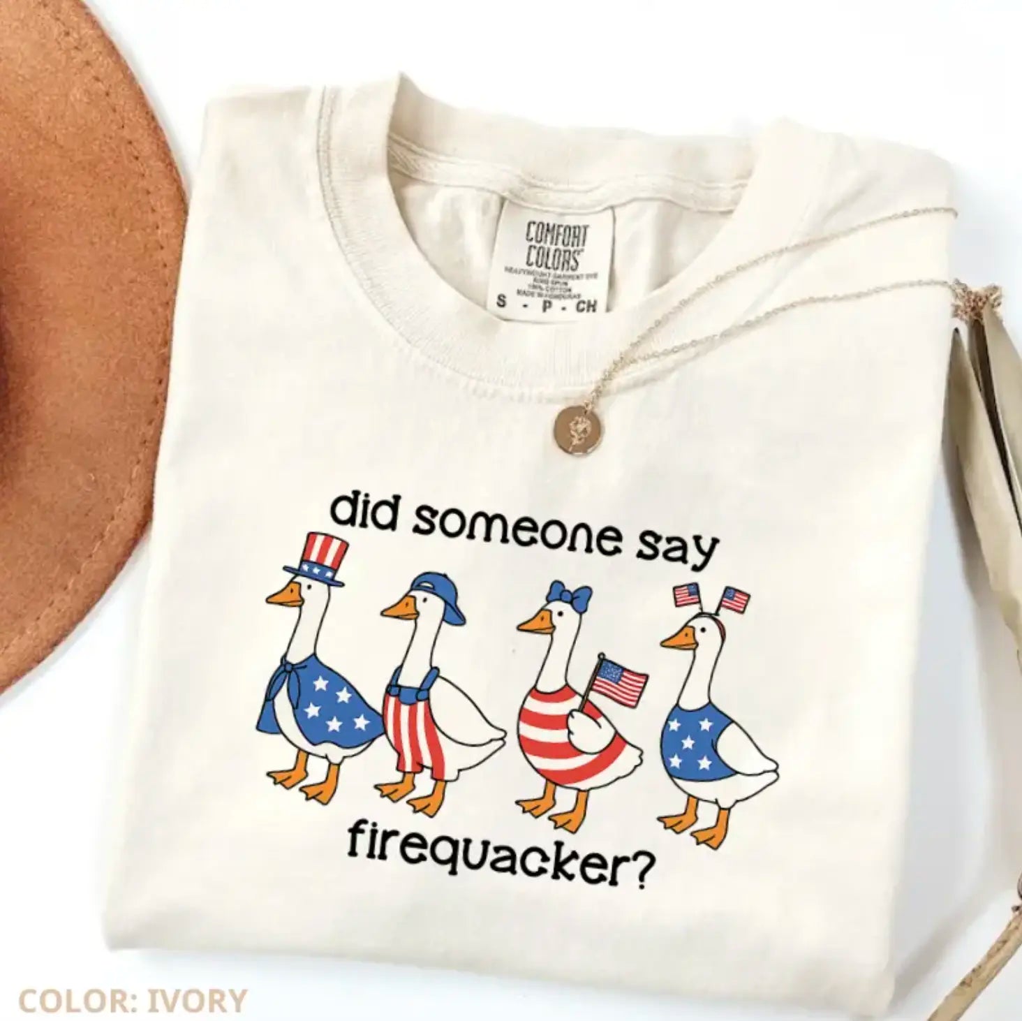 Comfort Colors "Firequacker" Goose Shirt – Funny 4th of July Patriotic American Flag Tee