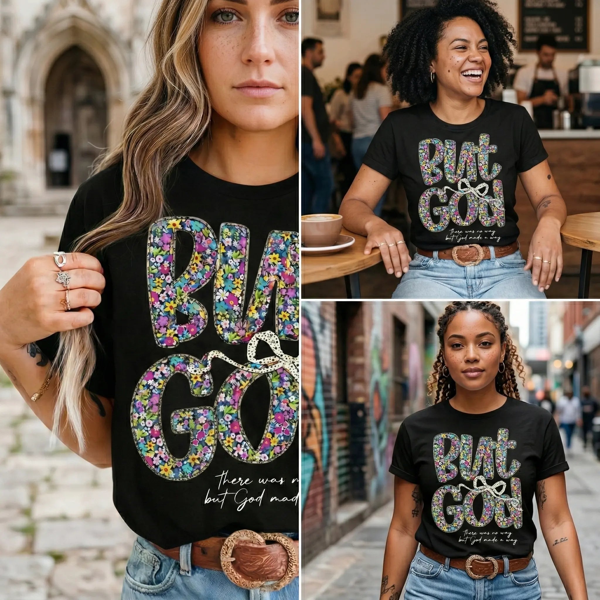 "But God" Wildflower T-Shirt | Women's Floral Christian Faith Tee